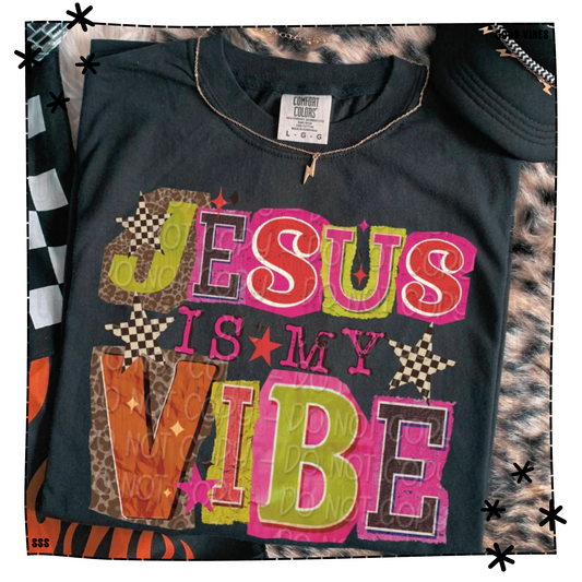 Jesus Is My Vibe Leopard Block Letters