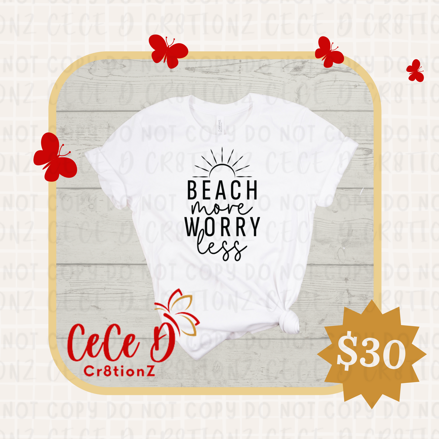 Beach More Worry Less Tee