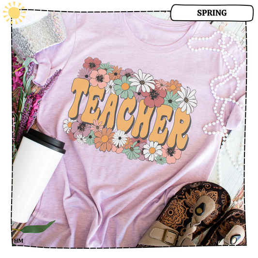 Teacher Retro Flowers
