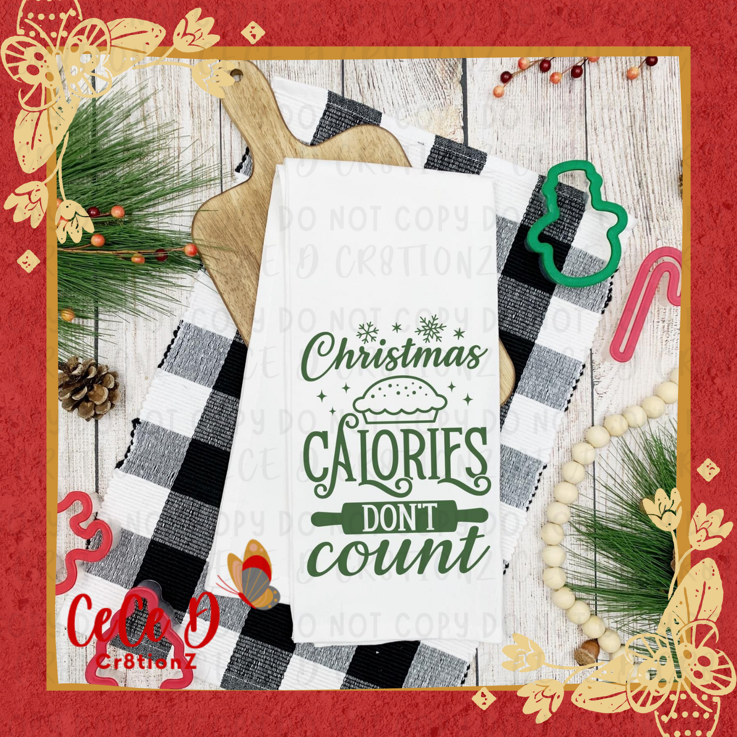 Christmas Calories Tea Towel (28x28)