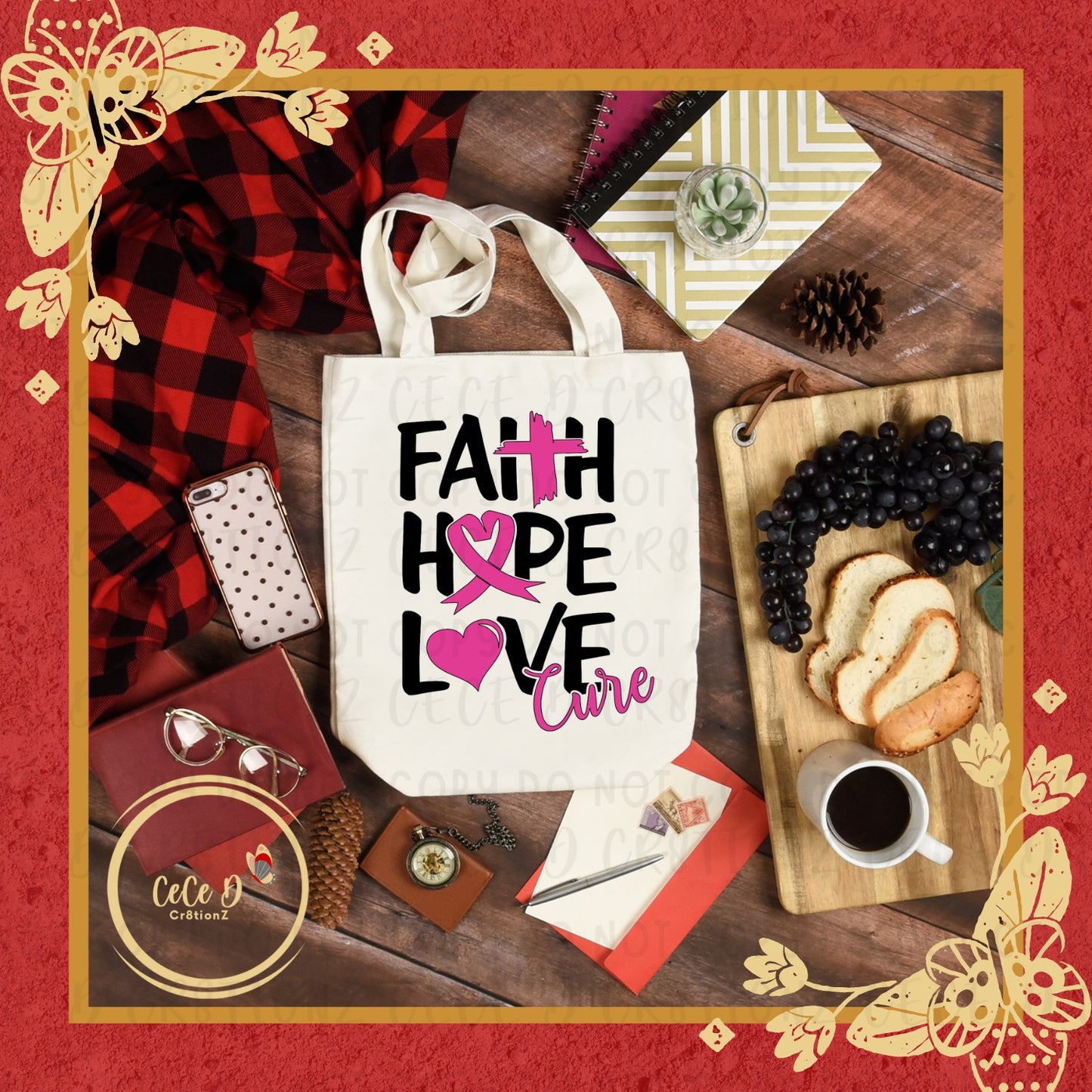 Faith Hope Love Cure Tote