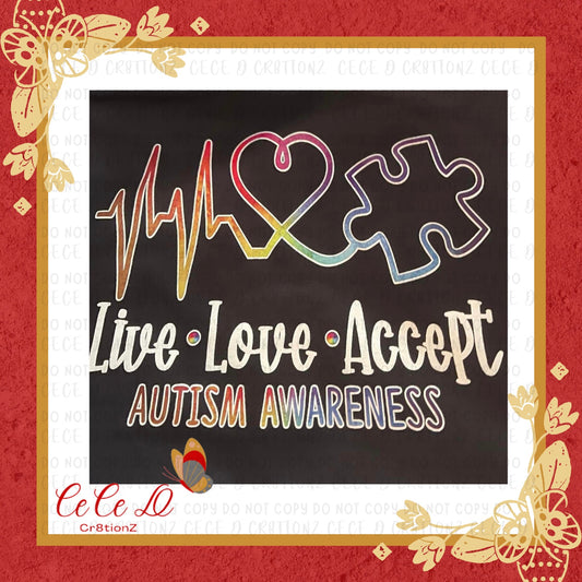 Live Love Accept Autism Awareness Tee