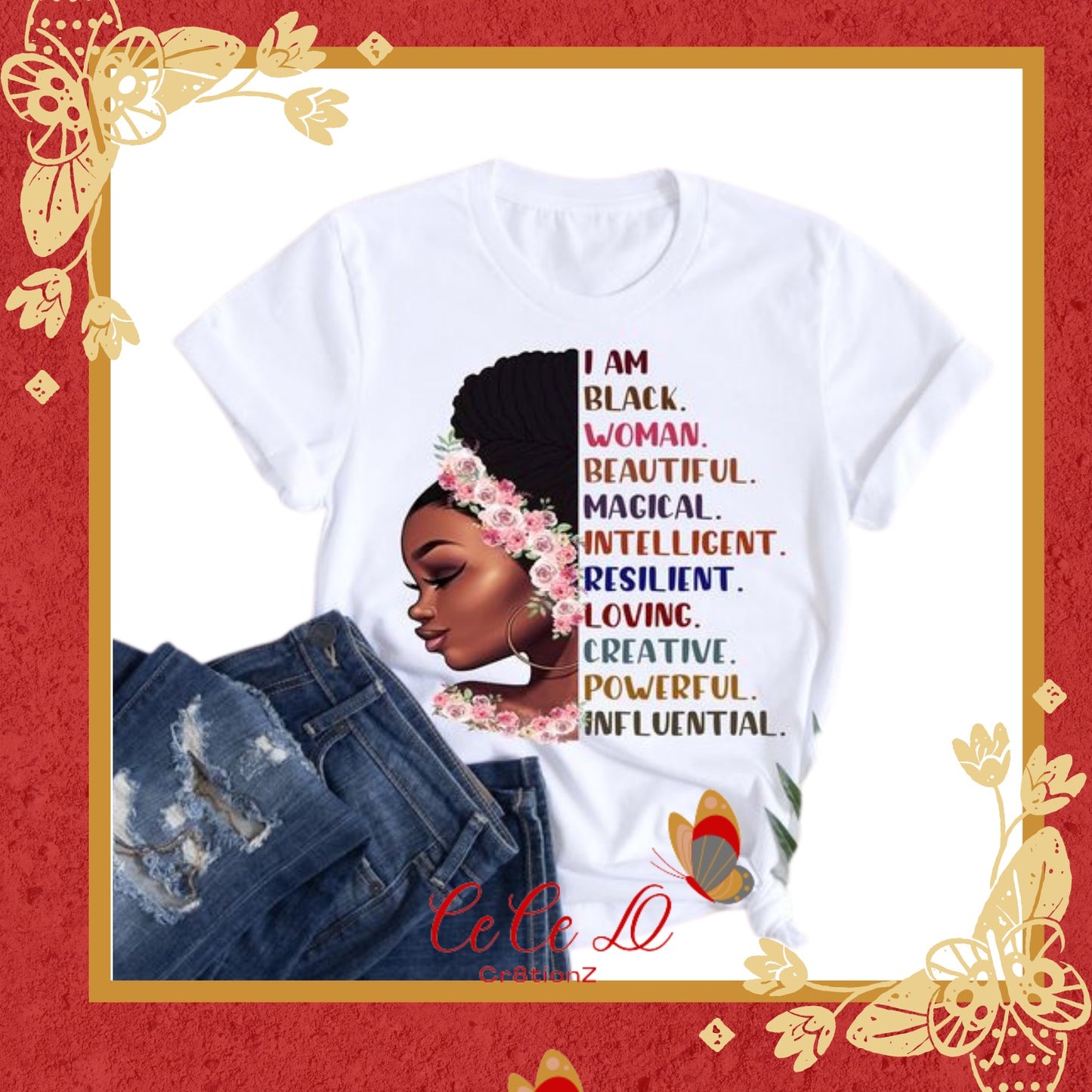 I am Black Woman (Roses) Tee