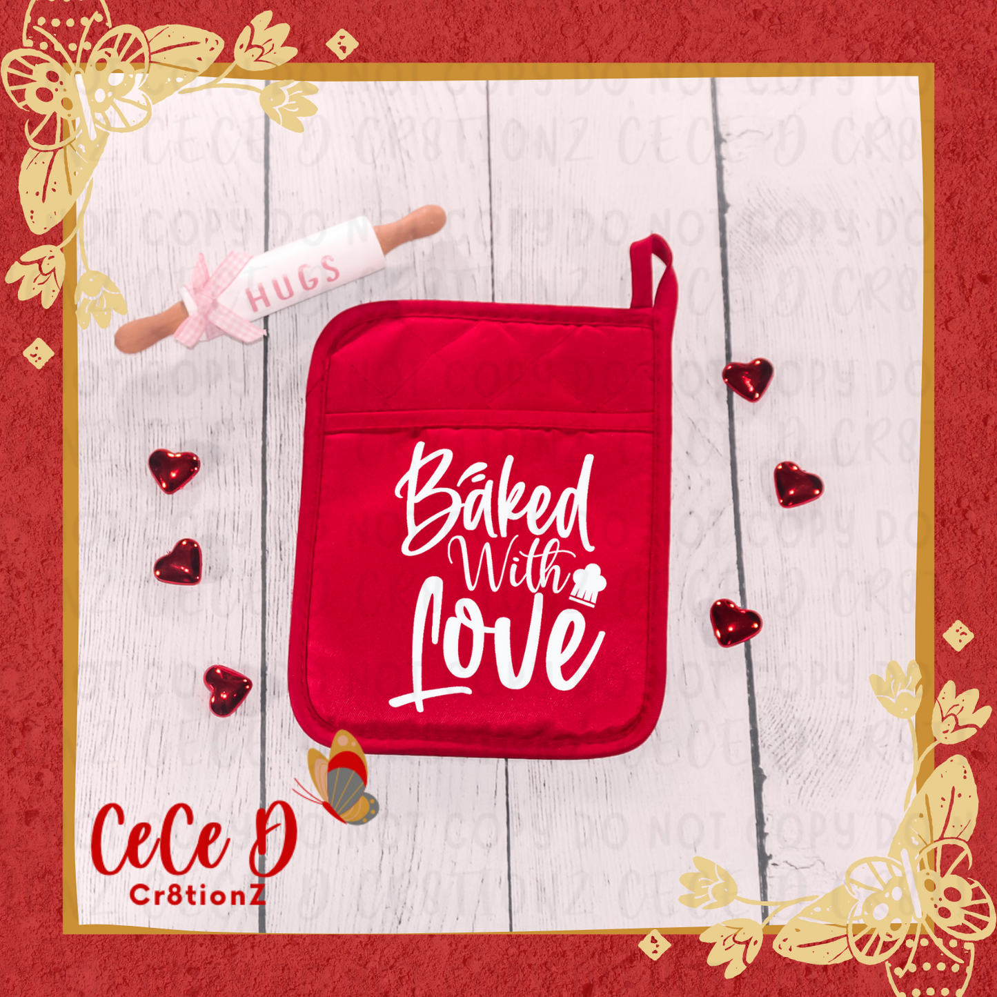 Baked with Love (3) Potholder Vday